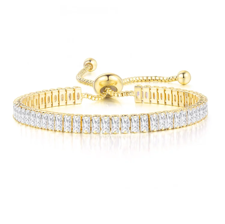 Iced Out Crystal Tennis Armbanden Voor Vrouwen Mannen Zwarte Rechthoek Zirconia Verstelbare Ketting Hiphop Sieraden Groothandel DZH051