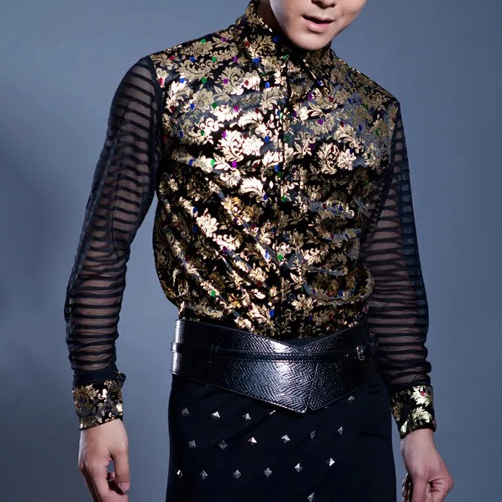 

Men's Floral Long-Sleeved Shirt American Retro Fashion Trend High Street Loose Breathable Nightclub Niche Summer New Men's Tops