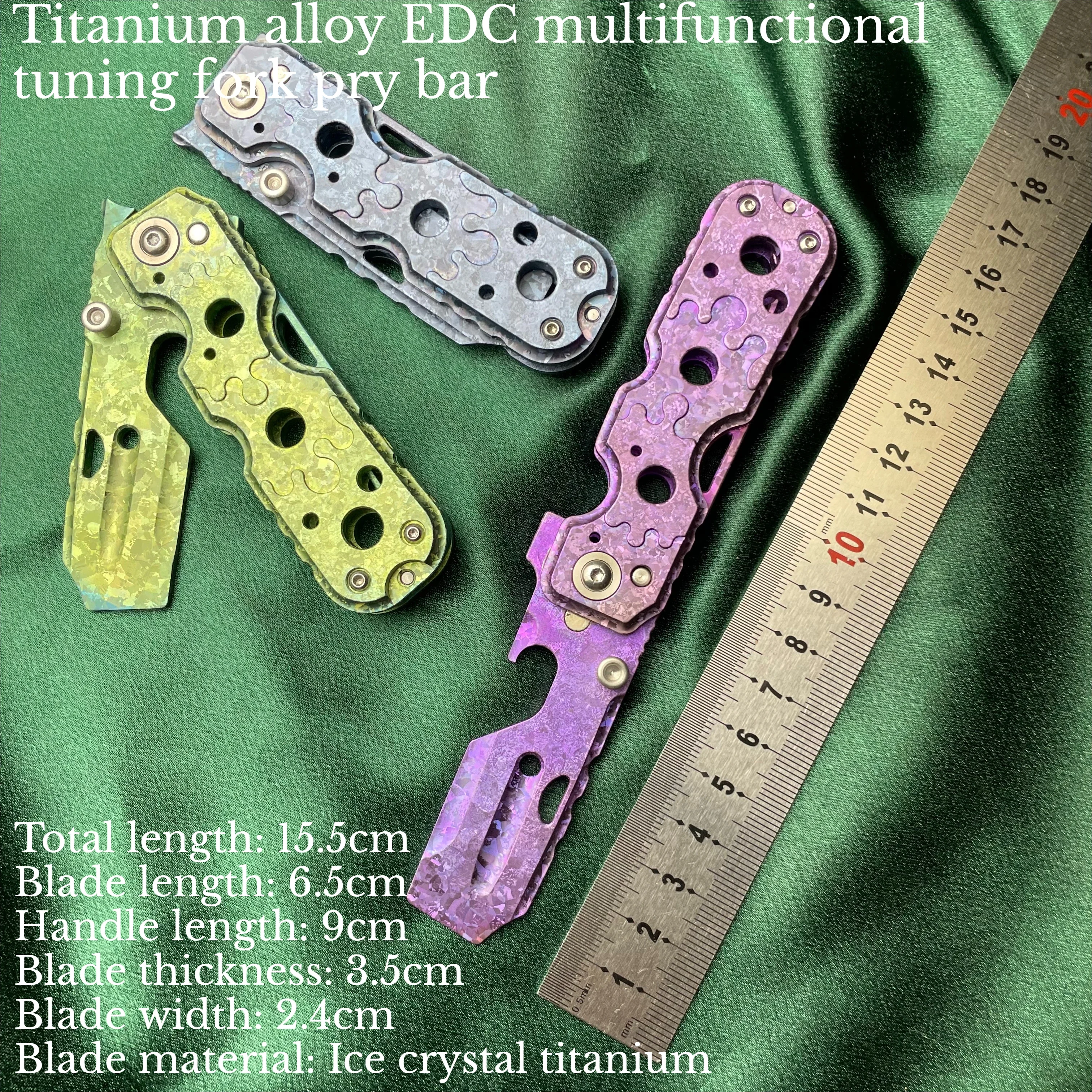 High Quality Titanium Alloy EDC Tuning Fork Pry Bar Outdoor Camping Portable Survival Self-defense Equipment