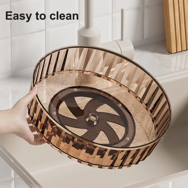 Condiments Cosmetic Perfume Organizer Desktop Storage Box 360°Rotating Storage Spice Rack For Kitchen Bathroom Large Capacity