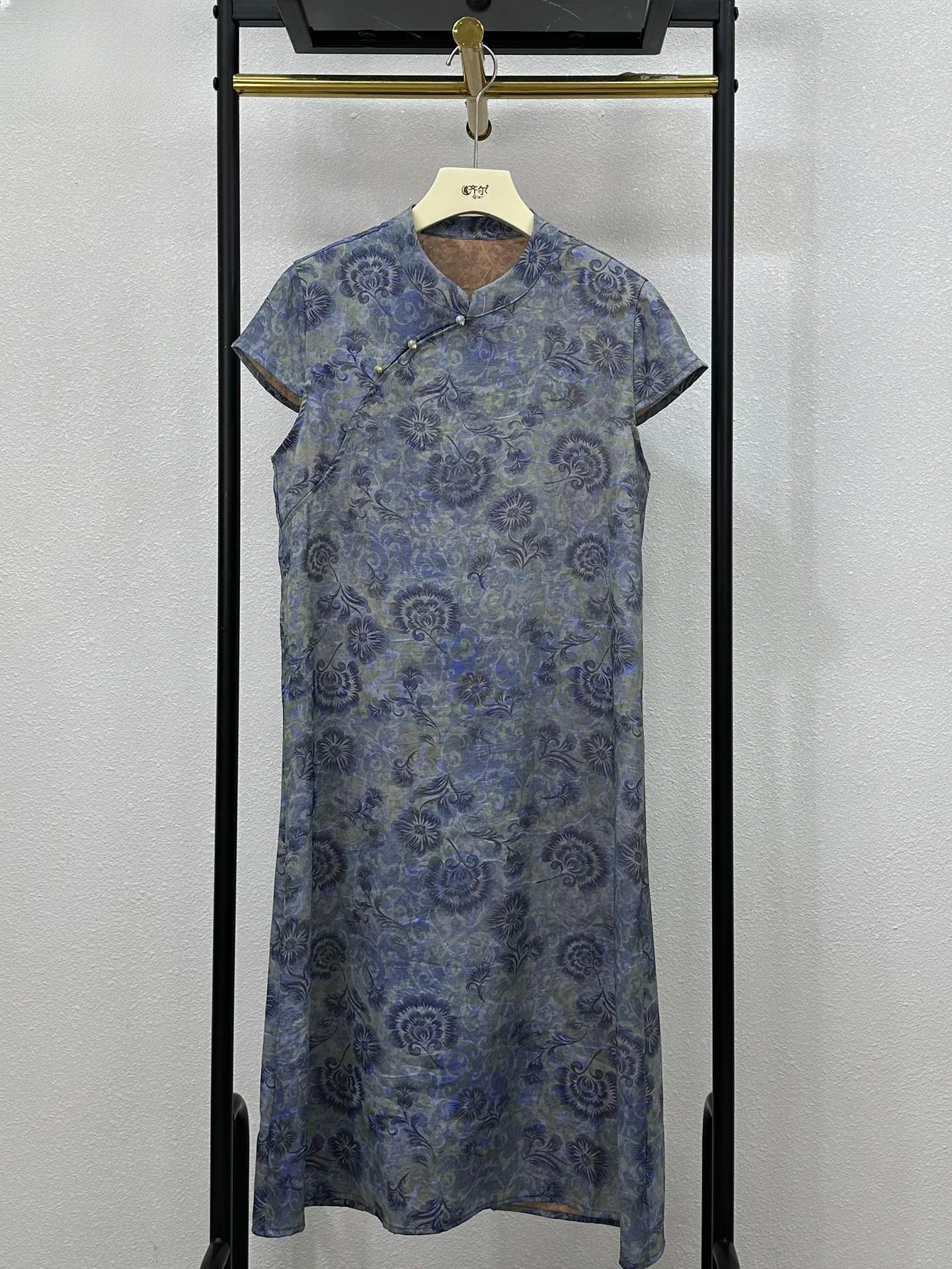 

Летнее шелковое платье-ципао Ele Dr Slimming свободного кроя для женщин среднего и старшего возраста, повседневное, с китайским принтом