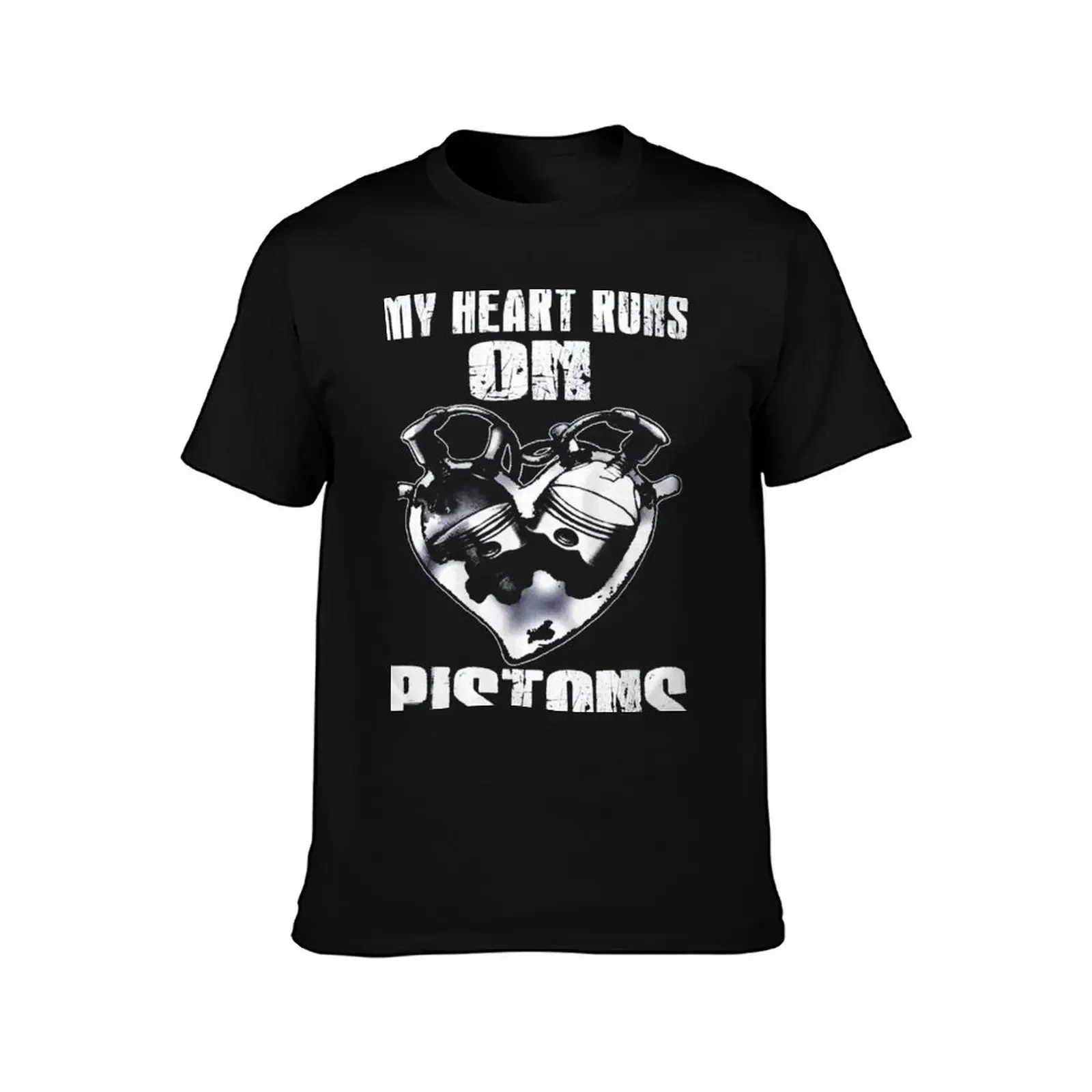 My heart runs on pistons T-Shirt cheap stuff shirts graphic anime clothes men t shirts high quality