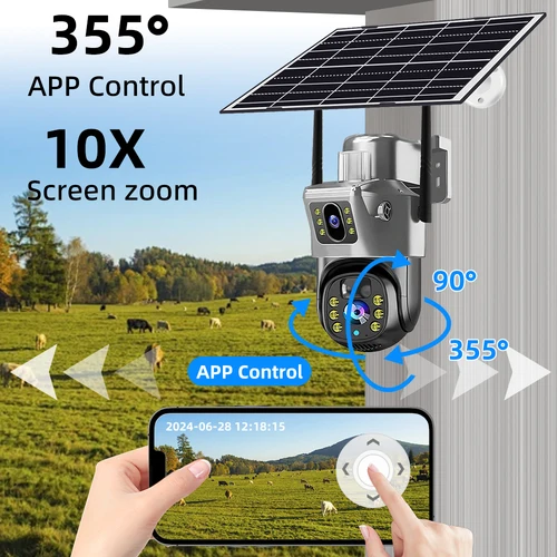 Imagen 2 del producto V380 Pro 4K 8MP 2 lentes 4G WiFi cámara Solar exterior PIR visión nocturna IP66 batería de baja potencia seguridad CCTV