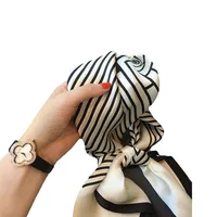 Women Korean version of simple stripes brocade forging 70cm small square scarf scarf headscarf 6