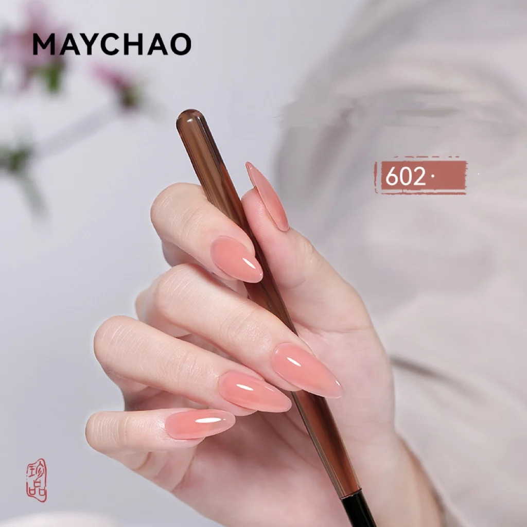 MAYCHAO gelée nue Gel vernis à ongles 7.3ml rose clair pêche translucide couleur UV lumière Cure Gel vernis Nail Art bricolage à la maison