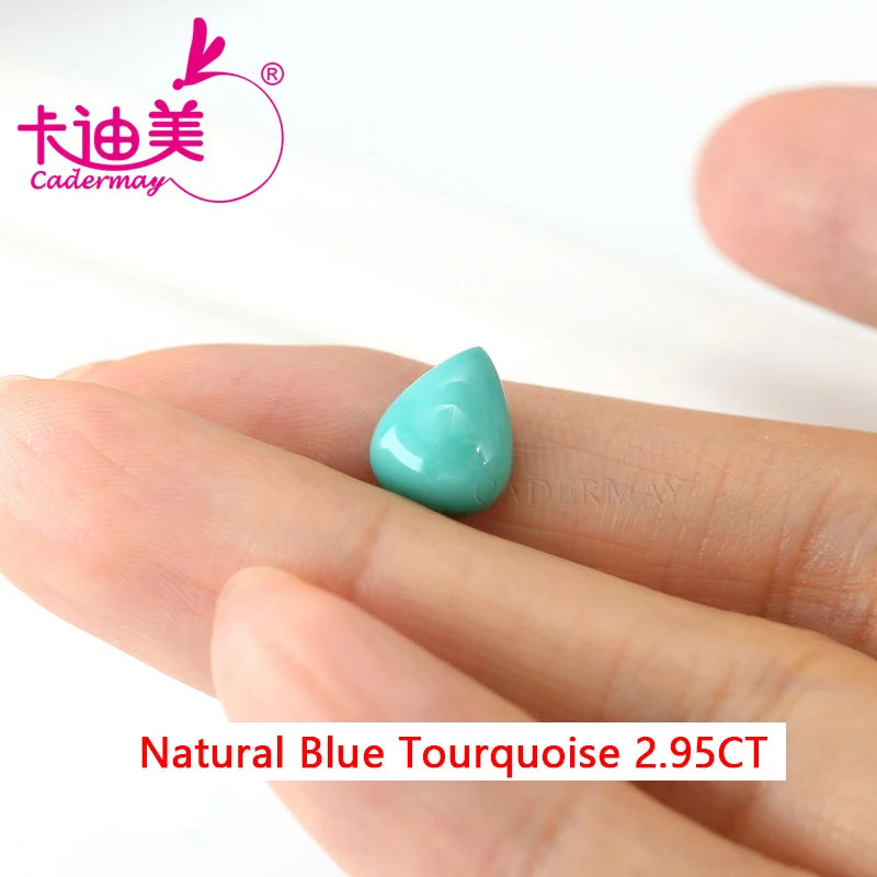 

CADERMAY Pear Shape 100% Natural Blue Tourquoise Loose Stone With GTC Certificate Beads For Jewelry Making