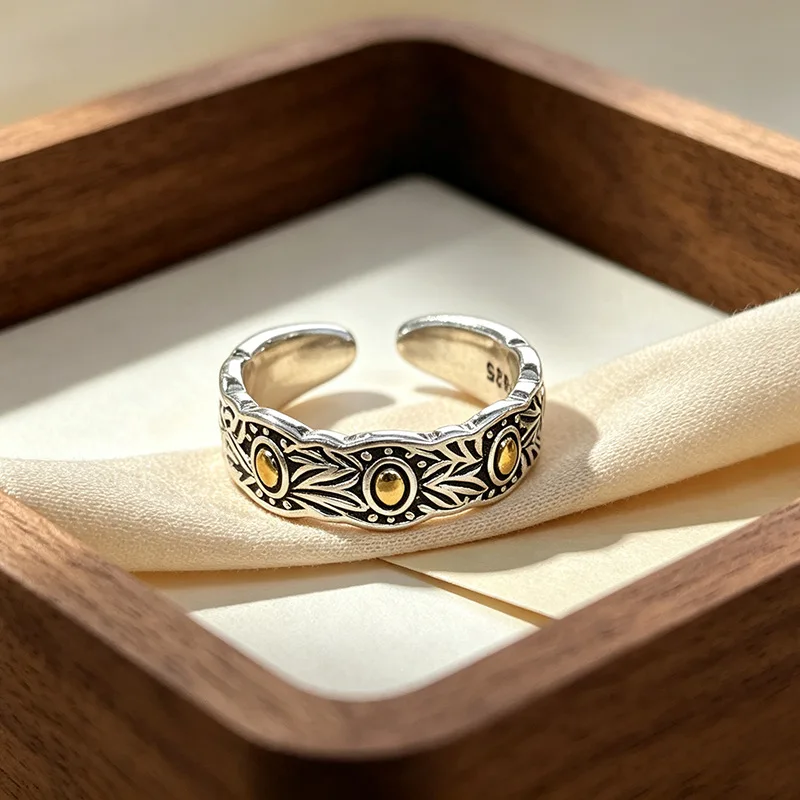 High Quality Vintage Wheat Ear Engrave 925 Sterling Silver Lady Ring Jewelry Birthday Gifts No Fade