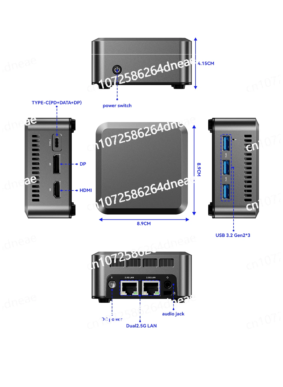 M.2 2242 NVMe SSD 2.5G Lan X2 شاشة عرض ثلاثية الجيب كمبيوتر صغير SZBOX N1 PRO Intel N100/N150 كمبيوتر صغير Windows 11 DDR5 4800Mhz