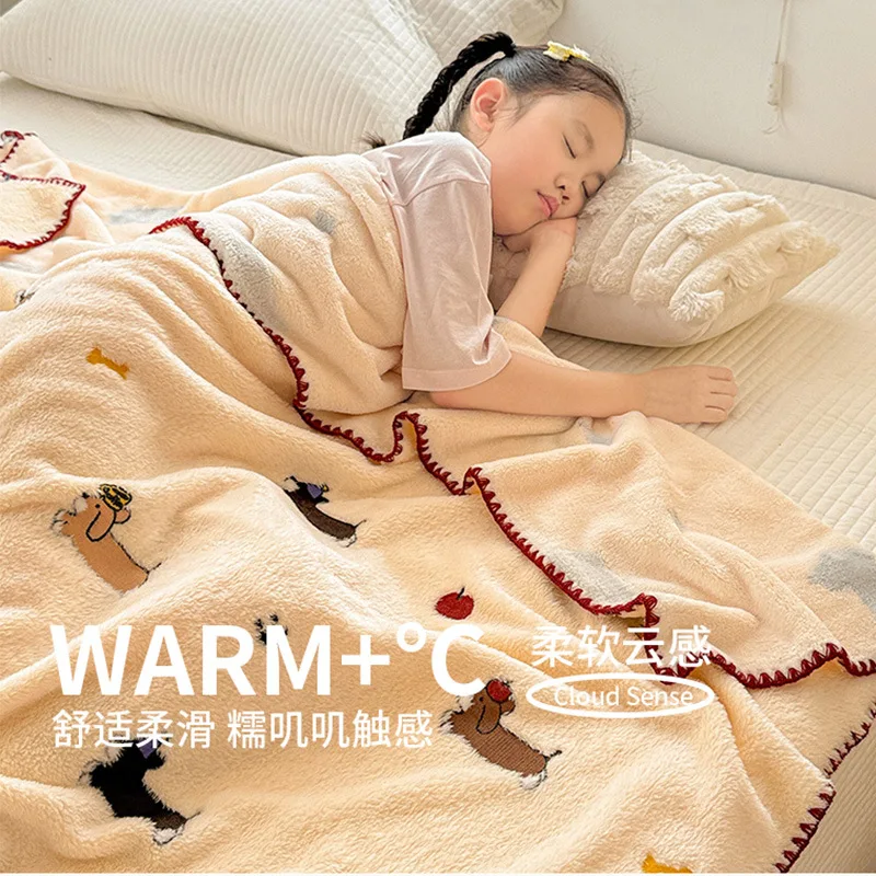 A-class Mother and Baby Blanket Thick Double-layer Plush Quilt Double Sided Velvet Winter Dormitory Office Sofa Warm Bed Sheet