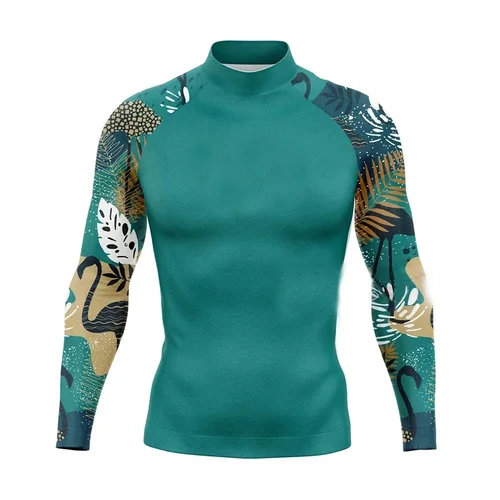 Imagen 2 del producto Medias de protección UV para hombre, traje de baño de manga larga para hombre, protector contra sarpullidos, camiseta de Surf de secado rápido, natación y buceo
