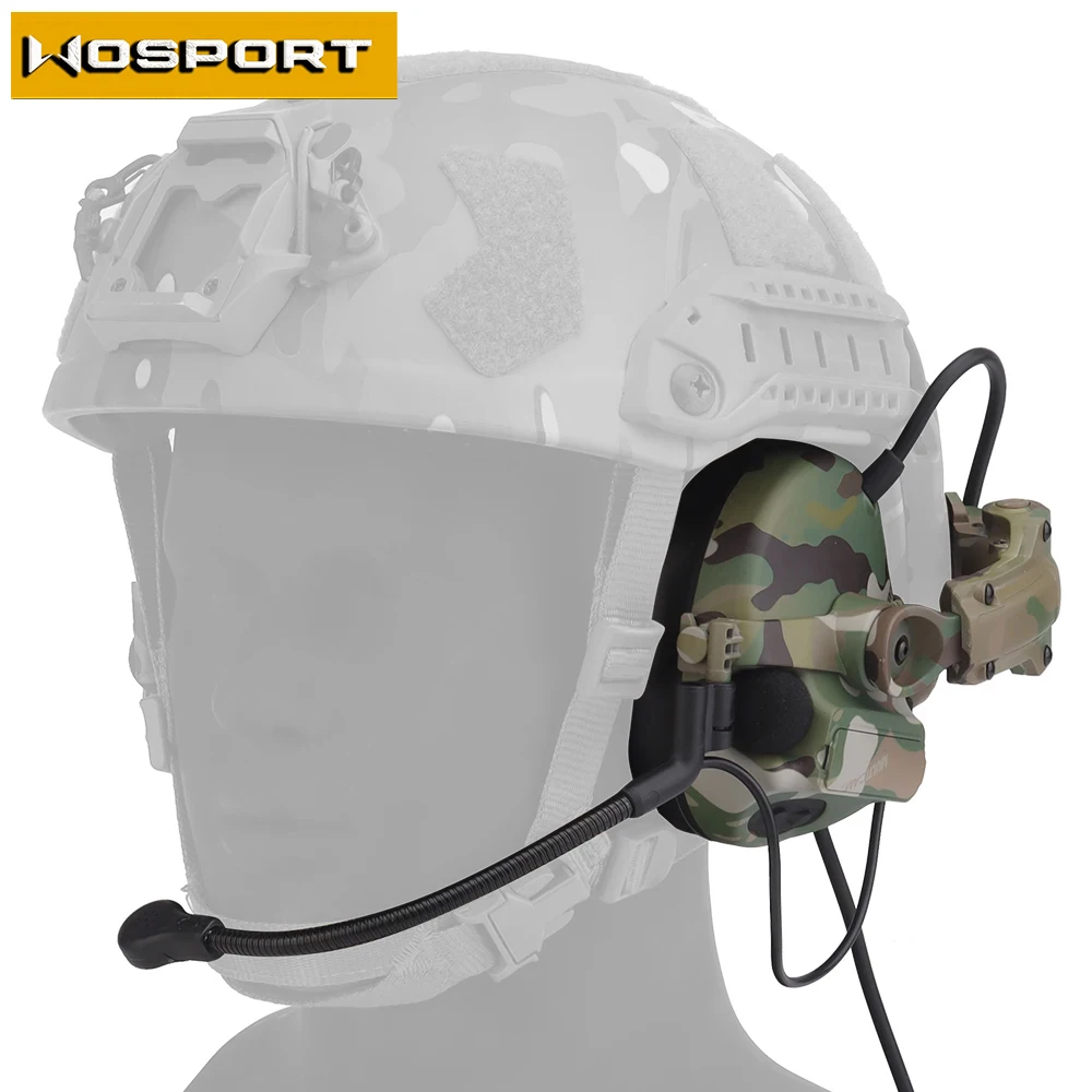 WoSporT C5 Hunting Headset Helmet-mounted Noise Canceling Headphones with Rail Adapter Kit, Adjustable Microphone