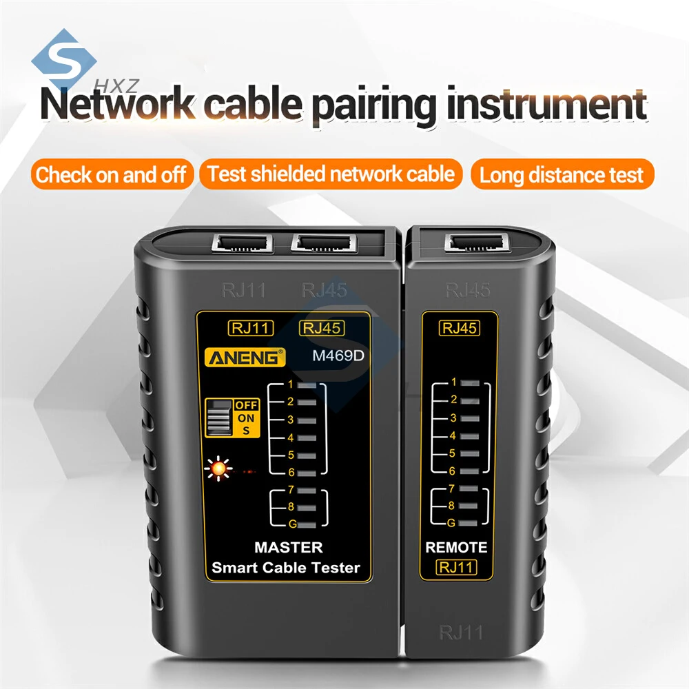 جهاز اختبار كابل الشبكة M469D RJ45 + RJ11 جهاز اختبار كابل توصيل إيثرنت UTP LAN أداة اختبار كابل الشبكات أدوات إصلاح الشبكة