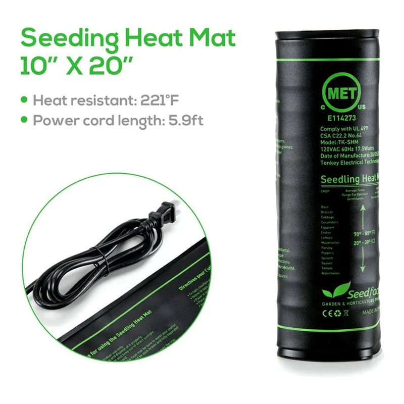 A21I-MET Certified Seedling Heat Mat, Waterproof Durable Germination Station Heat Mat, Warm Hydroponic Heating Pad - Image 4