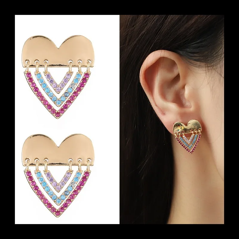 التصميم الأصلي الحب قلادة الماس الملونة مجموعة أزياء المرأة الصيف شعبية الأمازون الساخن بيع #4