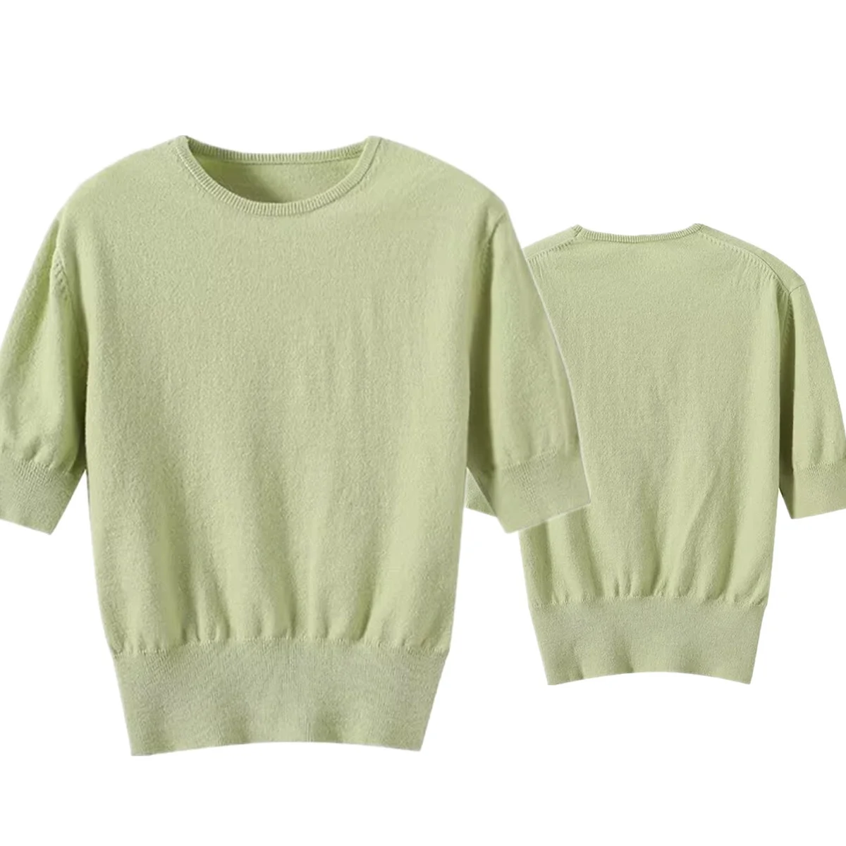 

Jenny&Dave Autumn Fruit Green Simple Knitted Sweater French Style Commuting Casual Basic T-shirt Pullovers Top For Women