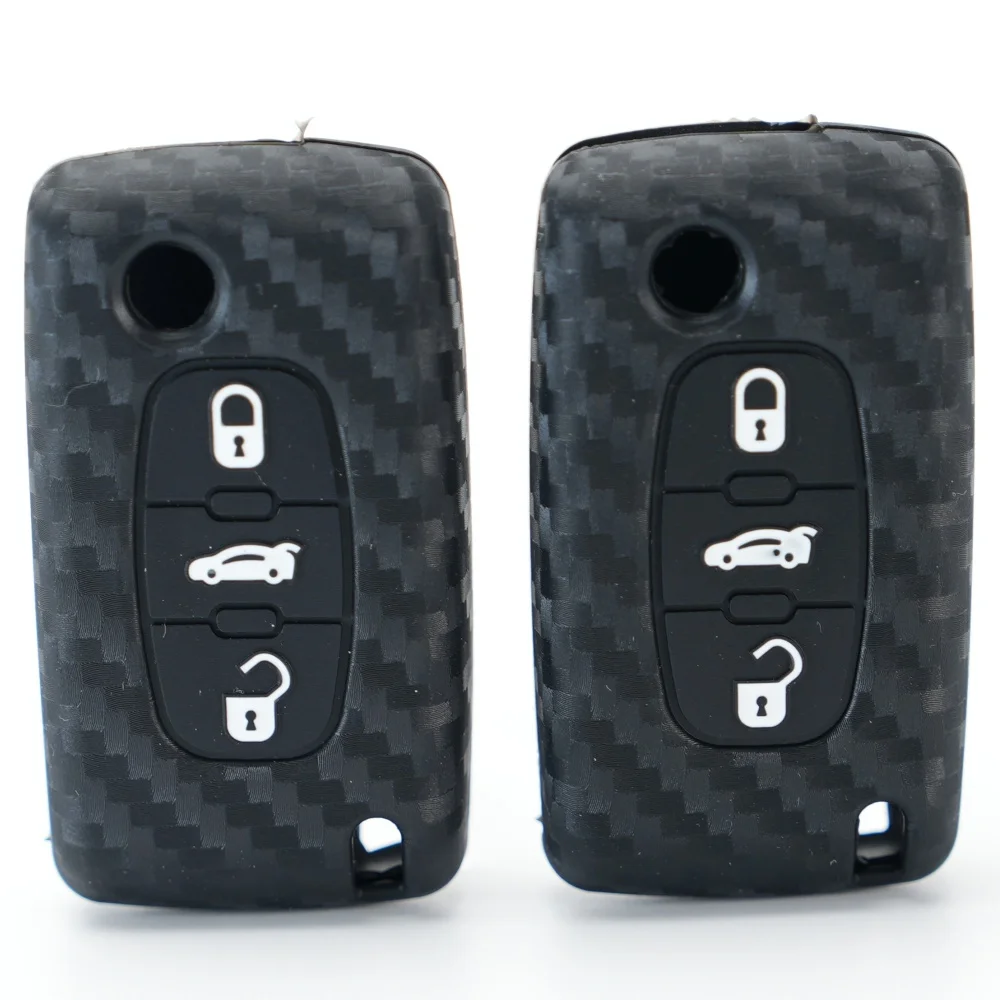 New Silicone for Citroen C2 C3 C4 C5 C6 Xsara Berlingo for Peugeot 207 307 308 407 607 807 Car Key Case Cover Keychain Fob Shell