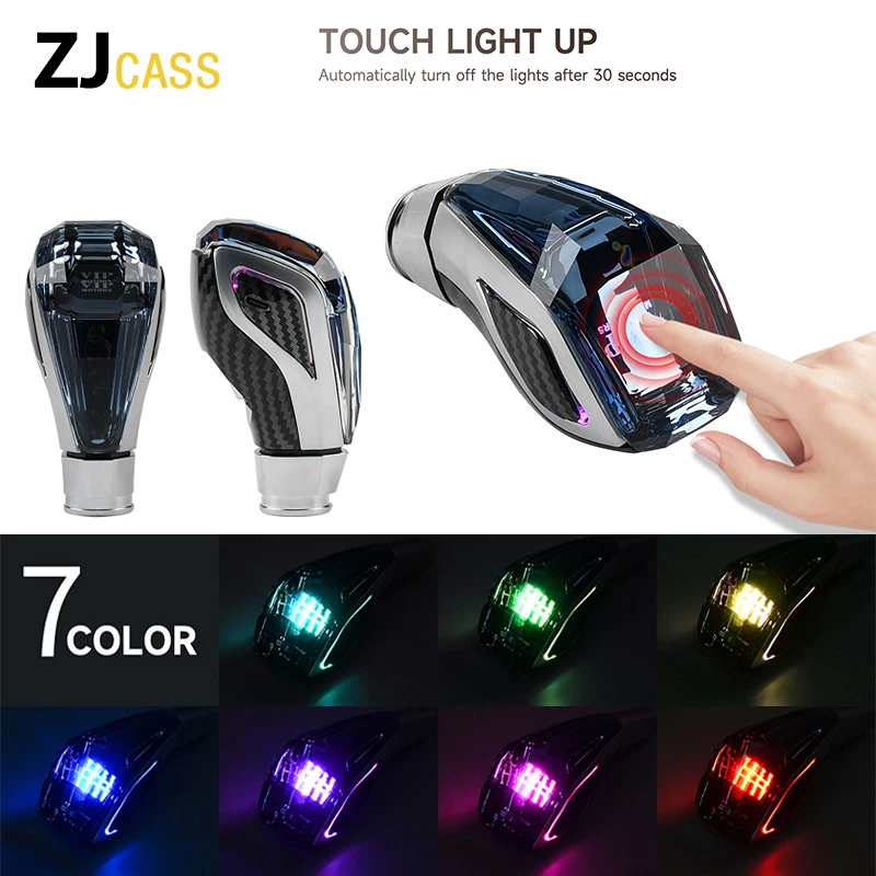 

Universal Car Crystal Modified Gear Shift Knob Lever Handball Automatic/Manual Shifter Lever 7 Color LED Light W/USB Charger