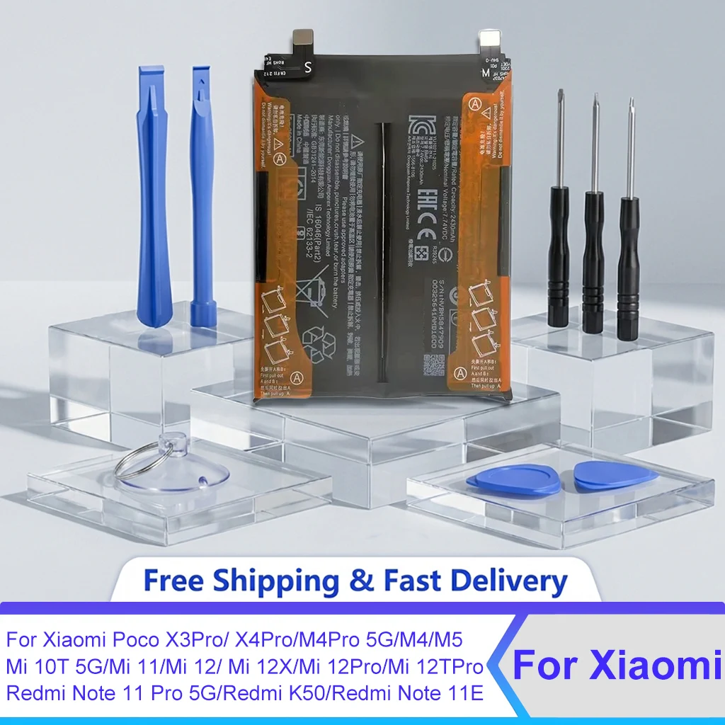 

Replacement Battery for Xiaomi 10T 11T Pro 5G 12T Pro Poco M4 Pro 5G Mi 11 Mix 4 Redmi 10 K50 High Capacity Long Lasting