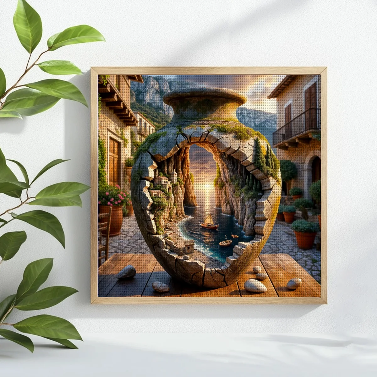 ThreadLux Counted Cross Stitch Kit 40x40cm/11.8x15.7in Easy-to-Follow Holiday Gift Family Decorative Cross-Stitching Set