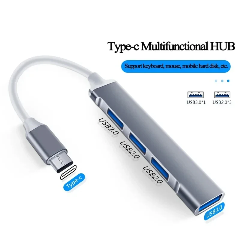 1-4Pcs 4Port USB 3.0 Hub USB Hub High Speed Type C Splitter 5Gbps For PC Computer Accessories Multiport HUB 4 USB 3.0 2.0 Ports