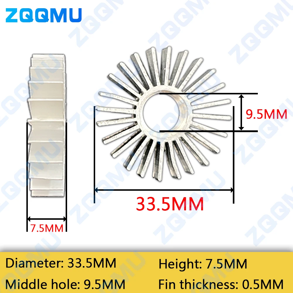 5 szt. Aluminiowy Radiator ze słonecznikowym podstawka do lampy radiatorem 30 33MM dla DIY grzejnik domowy zamiennik radiatora o średnicy 37mm