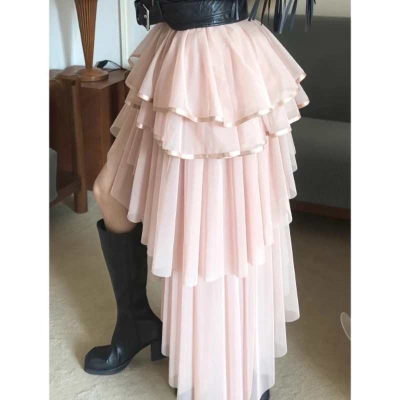 الأمريكية الرجعية غير النظامية كعكة المرأة تنورة شتاء جديد الثقيلة الحرفية متعدد الطبقات تصميم عيد الميلاد تول التنانير منتصف طول السيدات #3