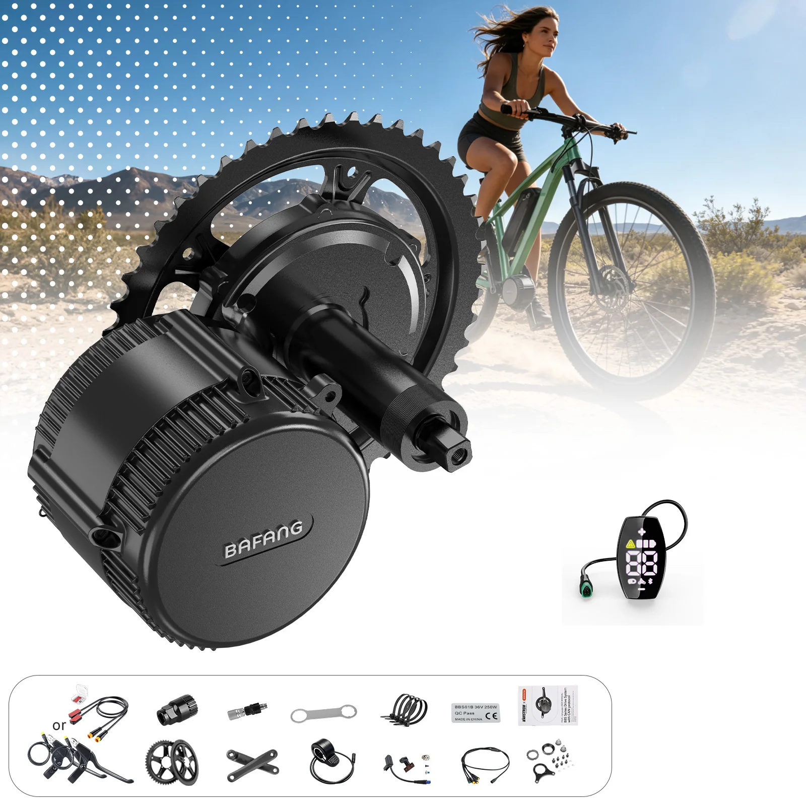 Side Hung Mid Drive Motor Kit - バファンBBS02キットモーター マウンテンバイク変換用電動自転車ミッドドライブ BBS02B 750W電動エンジン 68mm-73mmボトムブラケットサイズ