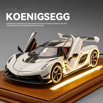 1:24 Koenigsegg Jesko 어택 합금 레이싱 카 모델, 다이캐스트 금속 럭셔리카 로고 차량 모델, 소리와 빛 어린이 장난감 선물