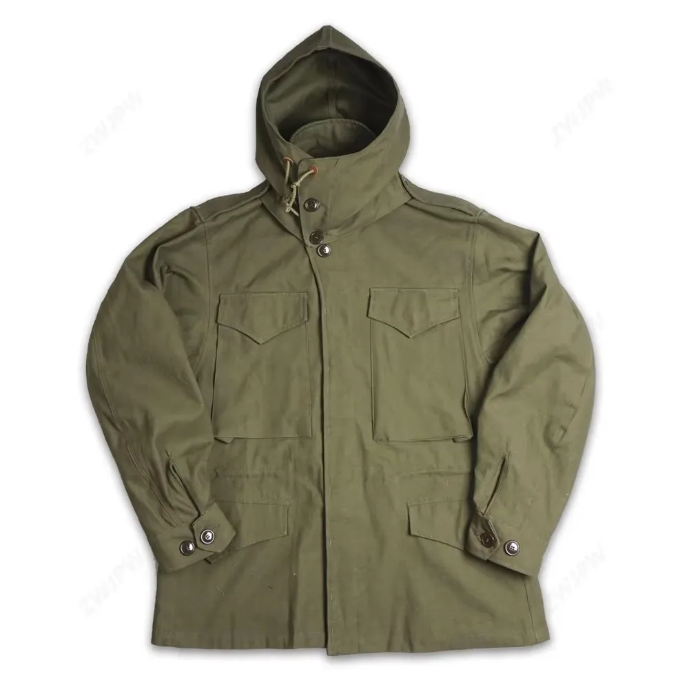 WWII Soldier Jacket M43 Windcoat Locomotive Coat American Men's Hooded Coat Retro Green Winter Uniform