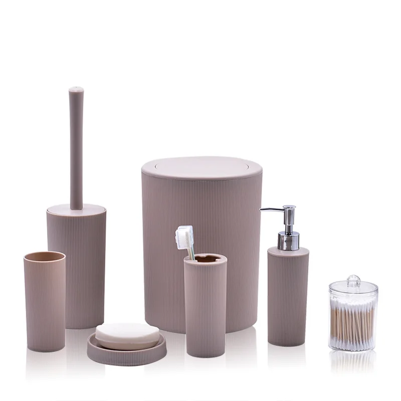 7 Pieces/Set Bathroom Accessories Set Mouthwash Cup Toilet Brush Vanity Tray Housewarming Gift for Household Hotel Home