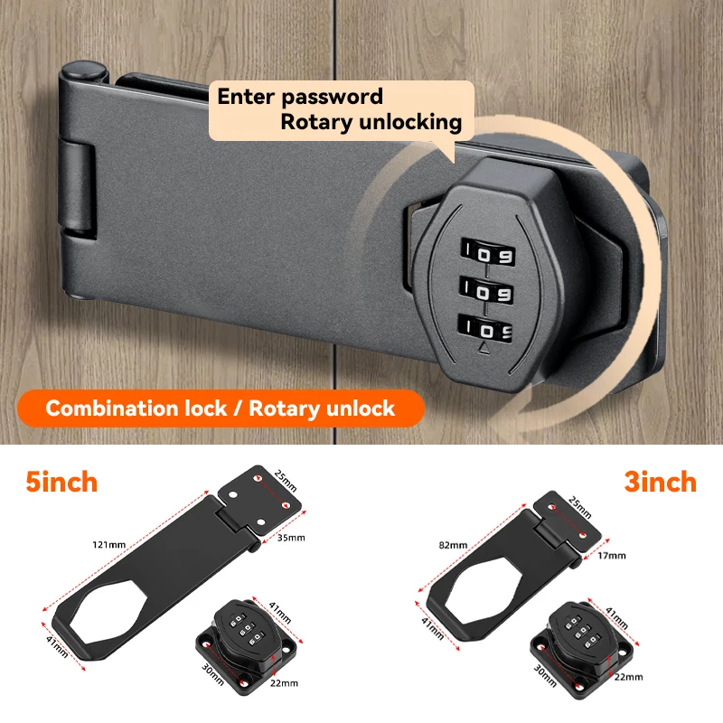

Mechanical Password Lock Household Password Lock Rotary Hasp Locks Keyless for Garden Interior Mailbox Bathroom Pet Doors
