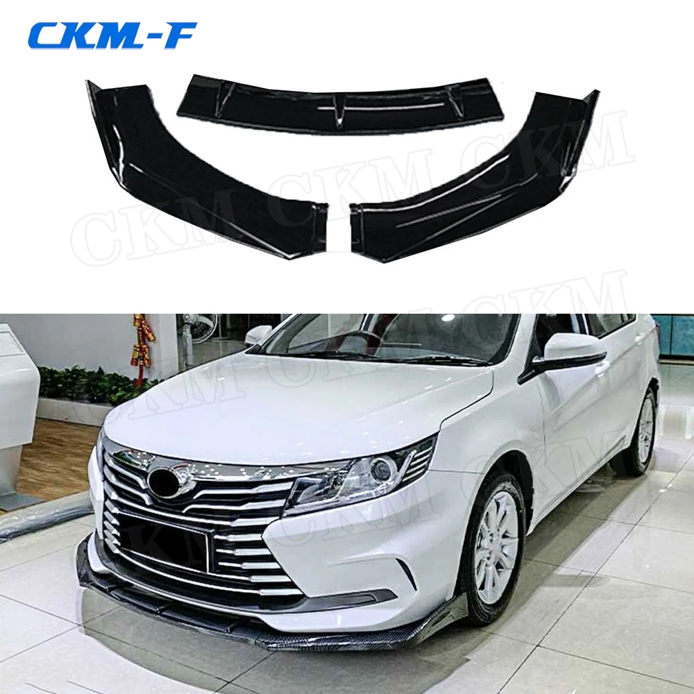 

ABS Carbon Look Material 3 PCS Front Bumper Lip Spoiler For Universal Hatchback Cars Matte Black Decoration Auto Styling