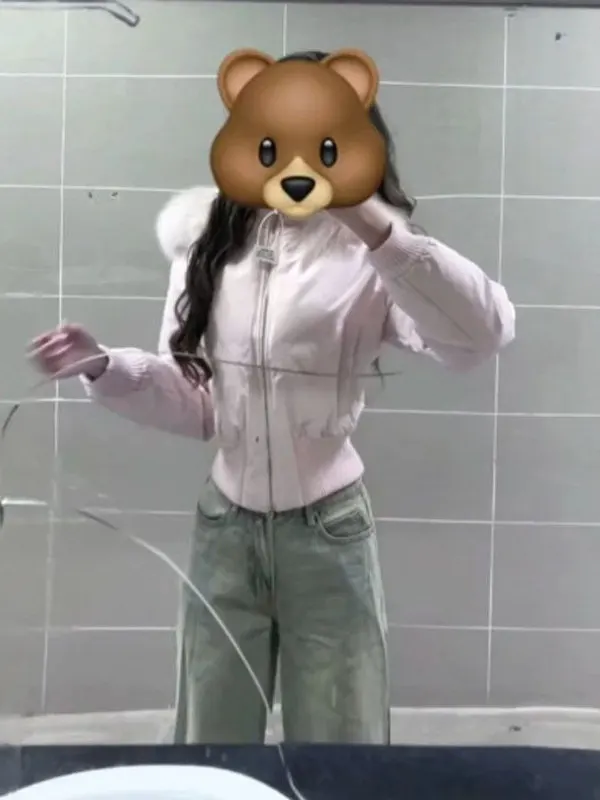 

Корейское модное зимнее пальто из мягкого хлопка с капюшоном для женщин, приталенное, с меховым воротником, средней длины, на молнии