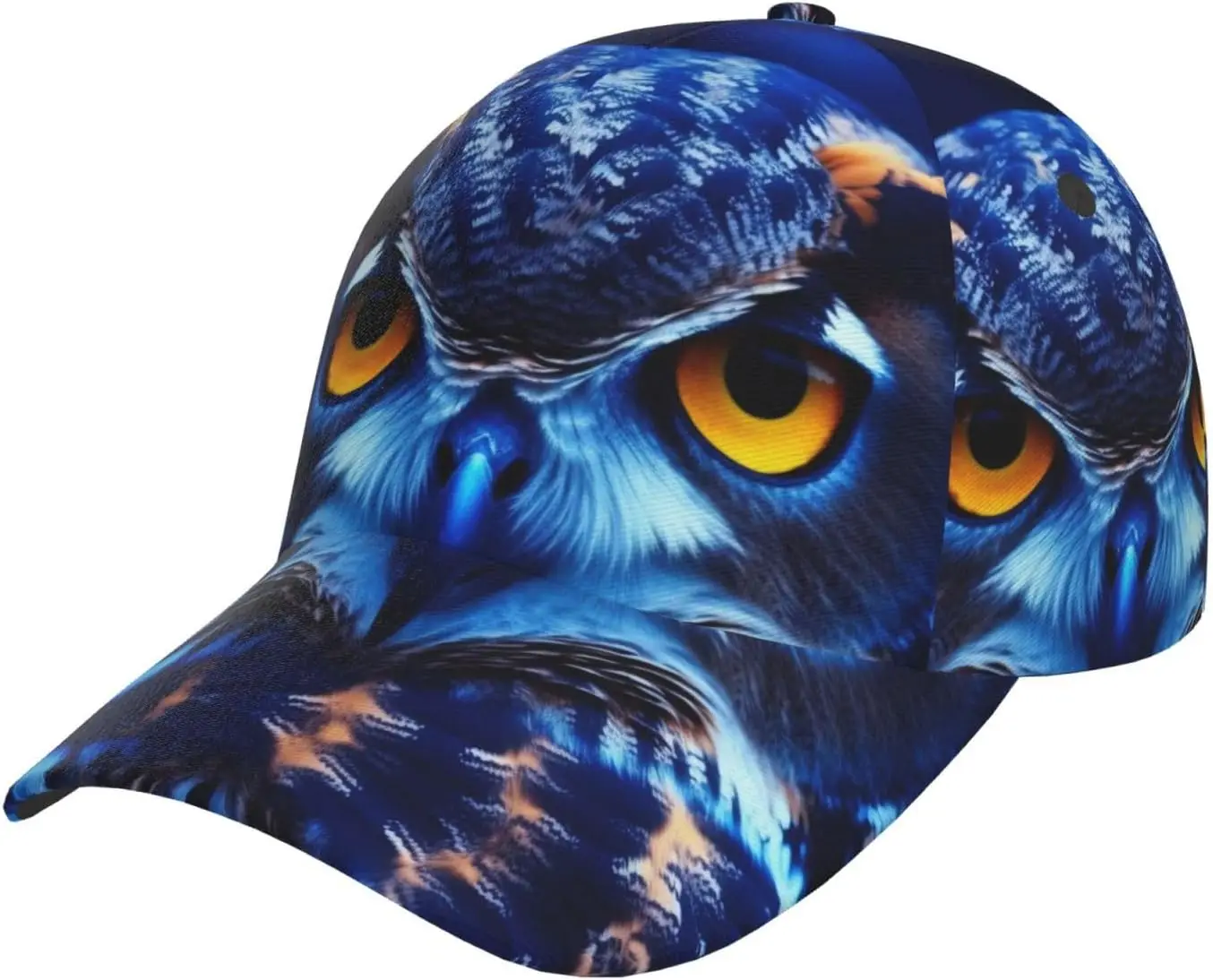 Blue Owl Print Unisex Baseball Cap - Full Frame Print Design, Adjustable Size