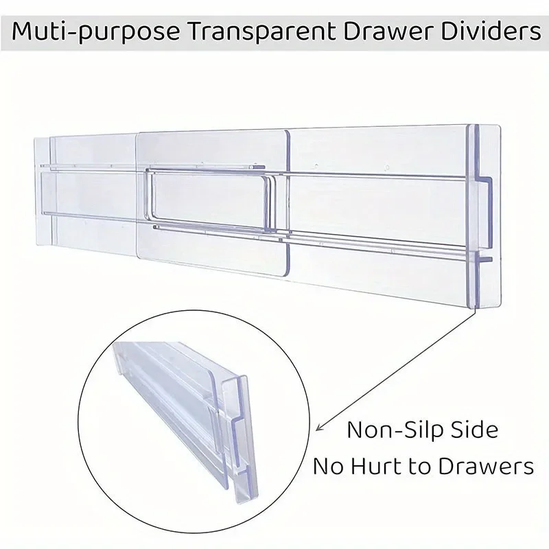 4/6pcs Drawer Dividers Organizers Adjustable Kitchen Drawer Organizer Clear Plastic Drawers Separators for Clothing Organizer