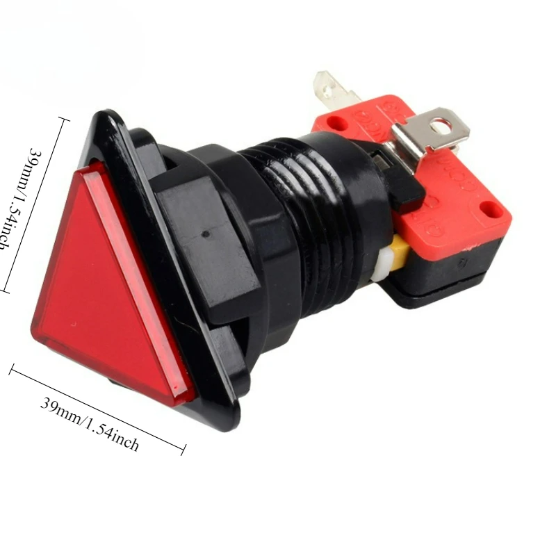 39x39x39 Triangle Button Switch with Light for Arcade Game Reset Direction Key Coin Operated Games