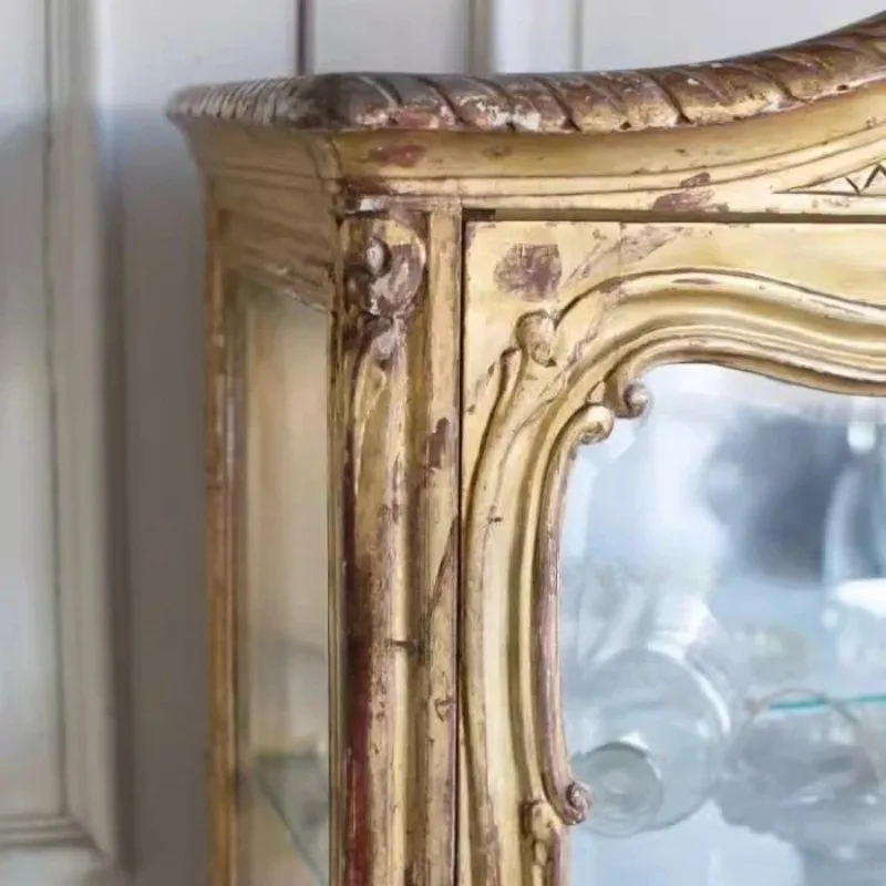 M  solid wood furniture  carved bookcase High-end villa glass file cabinet Neoclassical locker