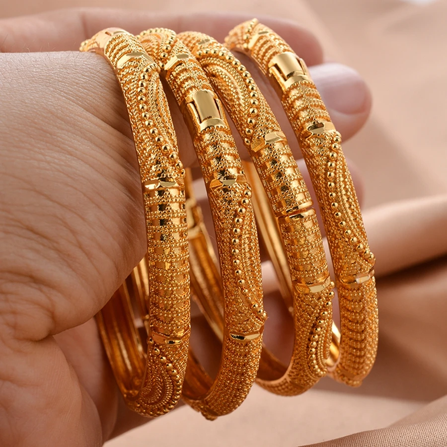 

Middle East Ethiopian Copper Gold Color Bangles For Girl Women Dubai Fashion Bracelet Jewelry Ethiopian Wedding Gifts