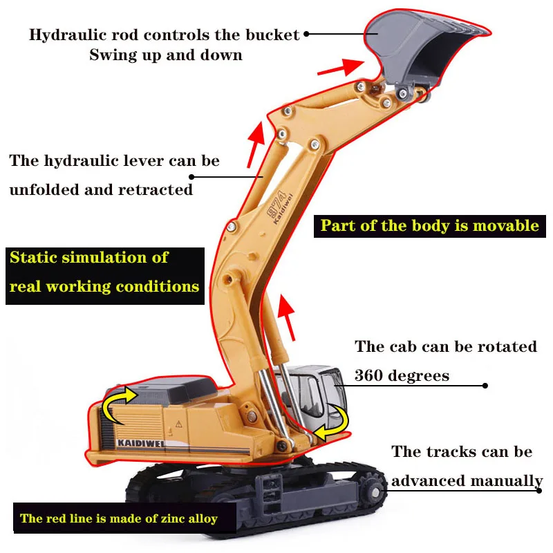 1:87 Alloy Excavator/Excavator Engineering Vehicle Alloy Car Toy Boys Toys Children\'s Gifts