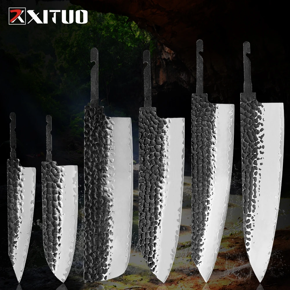 XITUO Japanese Kitchen Knife Blade Blank Handmade Forged 3-layer composite clad steel knife Custom Chef Knife Making DIY Knives