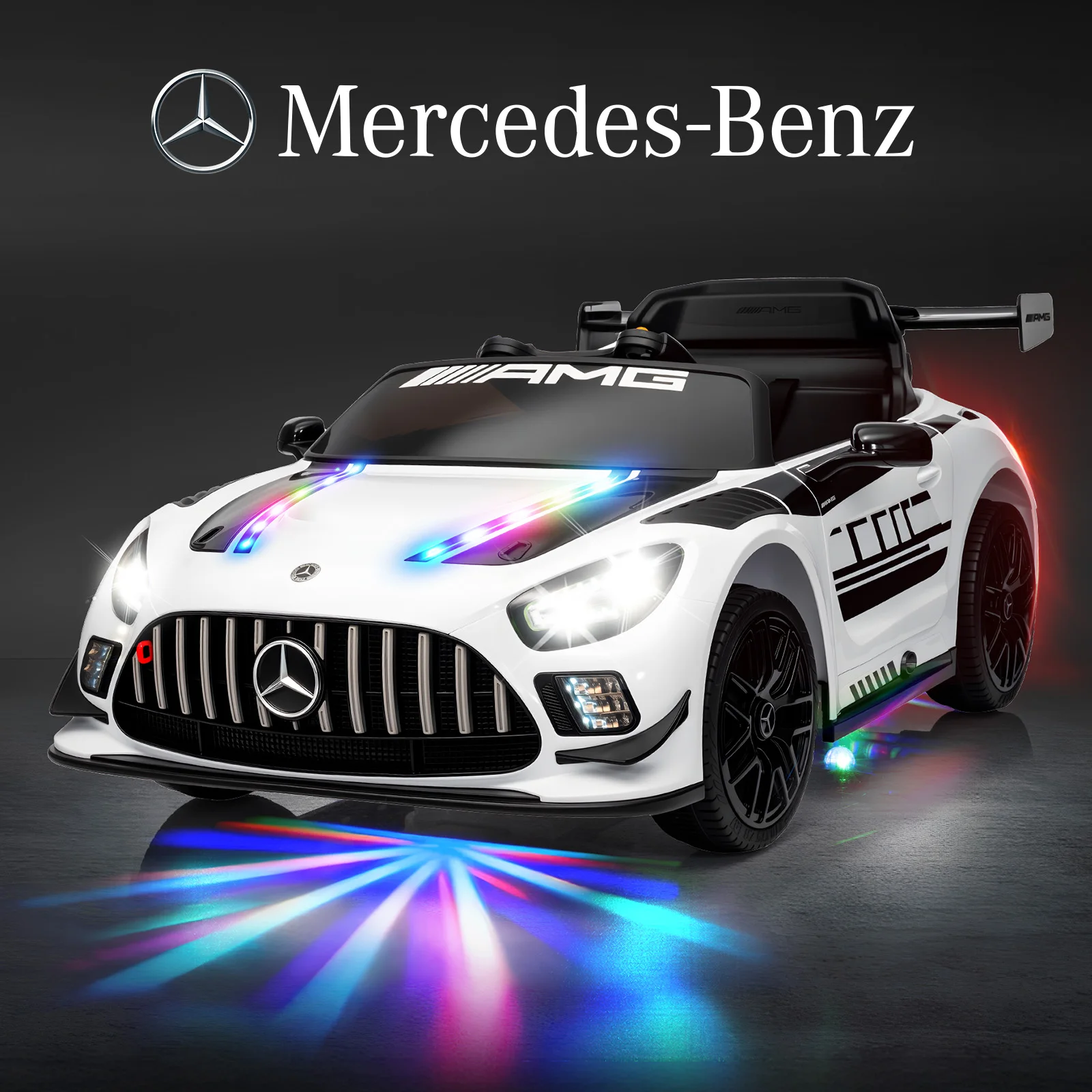 

Детский электромобиль Mercedes-Benz GT3 12V с лицензией, со светодиодными полосами, на пульте управления, для подарков детям