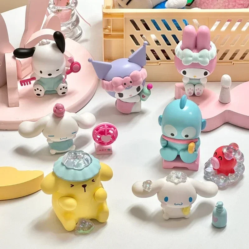 

MINISO Sanrio персонажи Bath Time Series слепая коробка кукла модель Kawaii украшения для спальни подарок на день рождения детские игрушки