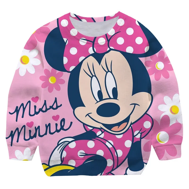 Mickey Minnie Mouse Sweatshirts 1-14 Years Children Kids Cotton Pullover Teenager Long Sleeve Spring Autumn Sweatshirt Clothes