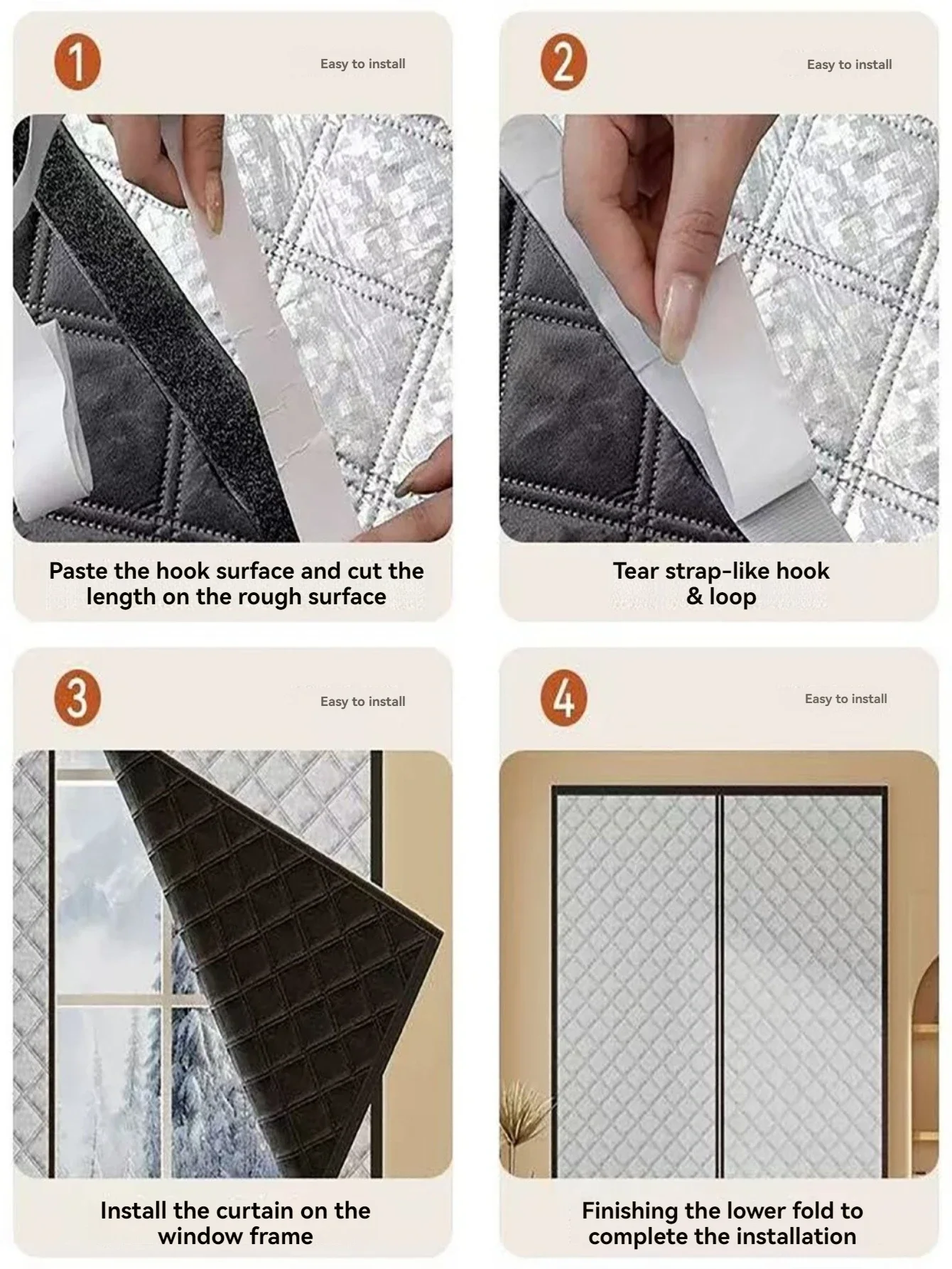 Gemütliche Winter- und Herbst-Thermovorhänge, Wärmedämmung, winddichte Abdichtung, Temperaturisolierung, Sonnen- und Schalldämmung, Mo – Detail 13