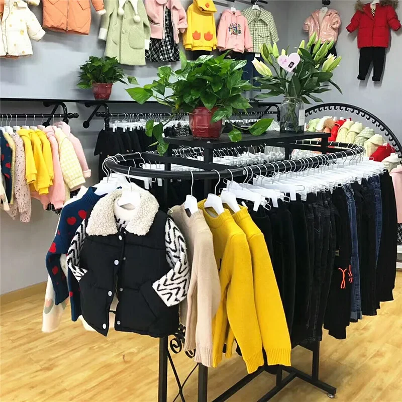 

store display rack Floor-to-ceiling children's clothing decorative shelf Oval women's clothing hanging clothes rack Zhongdaorack
