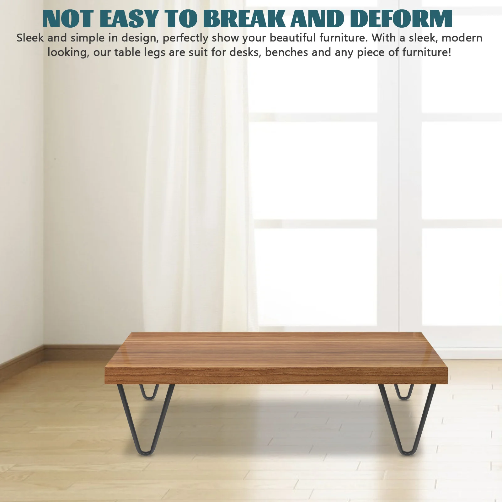 

4 Pack Metal Hairpin Legs for Table Desk Chair Stool Counter Furniture Industrial Style Black Steel Support DIY Upgrade