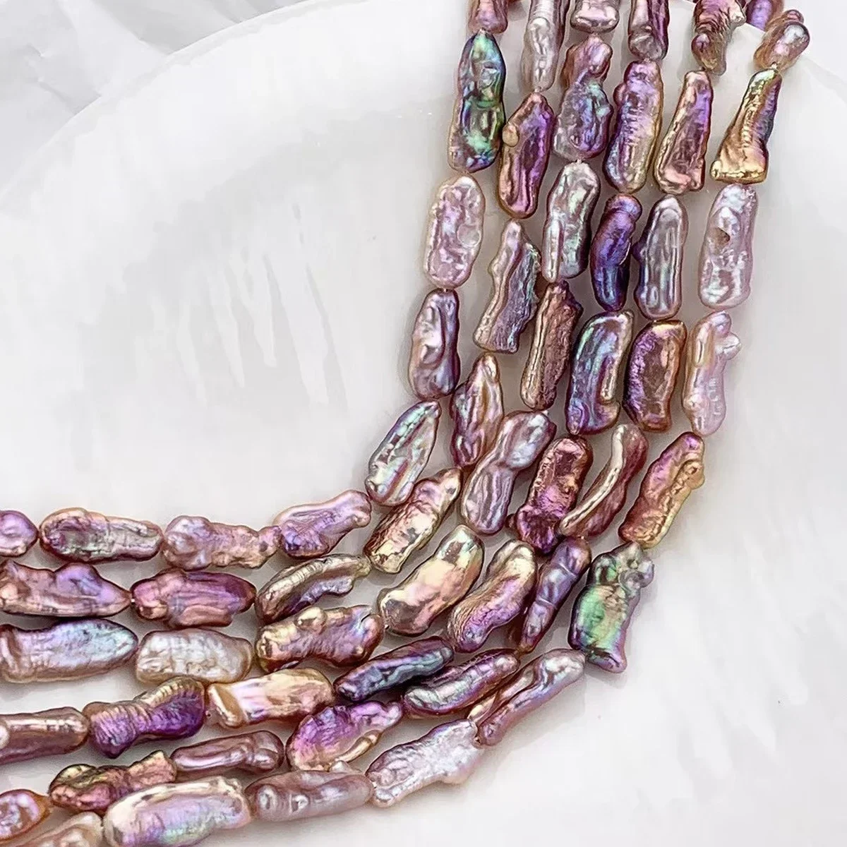 7-9x17-22mm6A Pretty Natural Freshwater Purple Baroque Pipa Pearl Bead Women Gift Jewelry Make DIY Necklace Bracelet Accessories