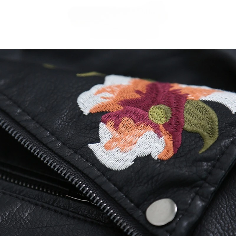 Blouse Jacket Faux Leather Women's Spring Elegant Embroidered Studded New Fashionable Distinctive Casual Versatile Comfortable