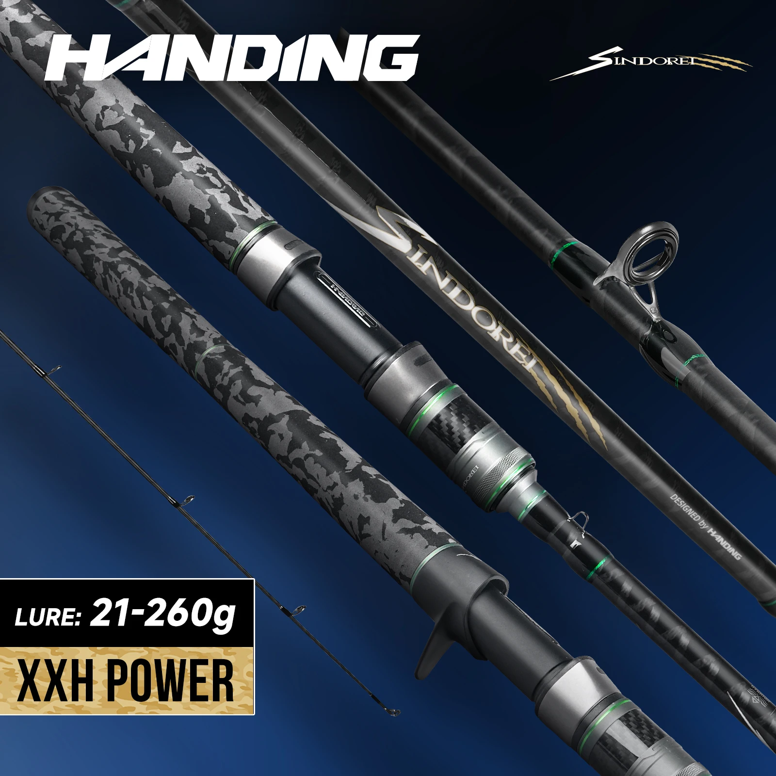 【De Pologne】HANDING SINDOREI 260g Canne à pêche puissante à action rapide H/XH/XXH pour la pêche au brochet et au snakehead, 2.13-2.69M