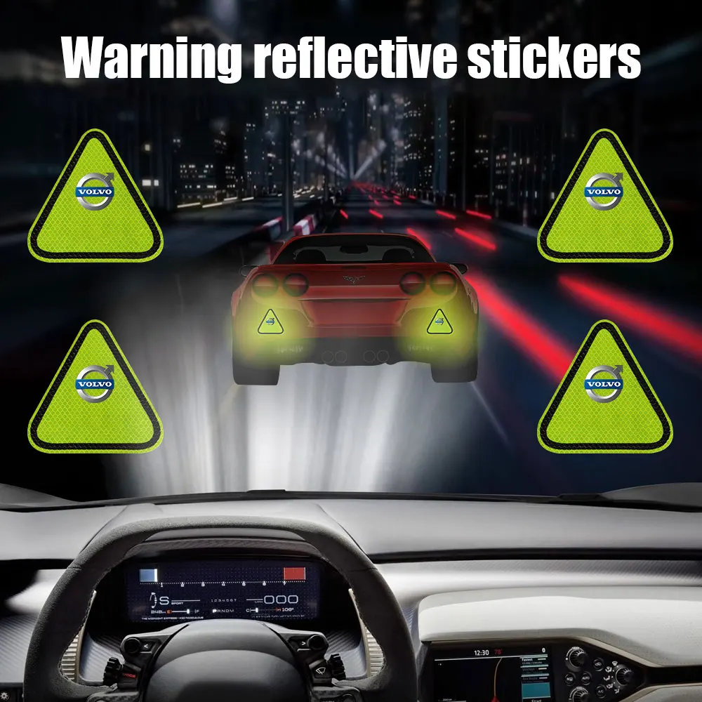 Car Exterior Safety Warning Mark Auto Emblem Reflective Tape Stickers For Volvo S80L XC60 XC90 S40 S60 S80 V40 V60 V70 Rdesign